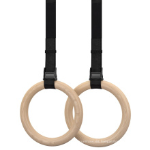 Body Workout Ejercicio Correa ajustable Anillo de madera para gimnasia Anillos de gimnasia